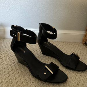 Black Wedge Sandals